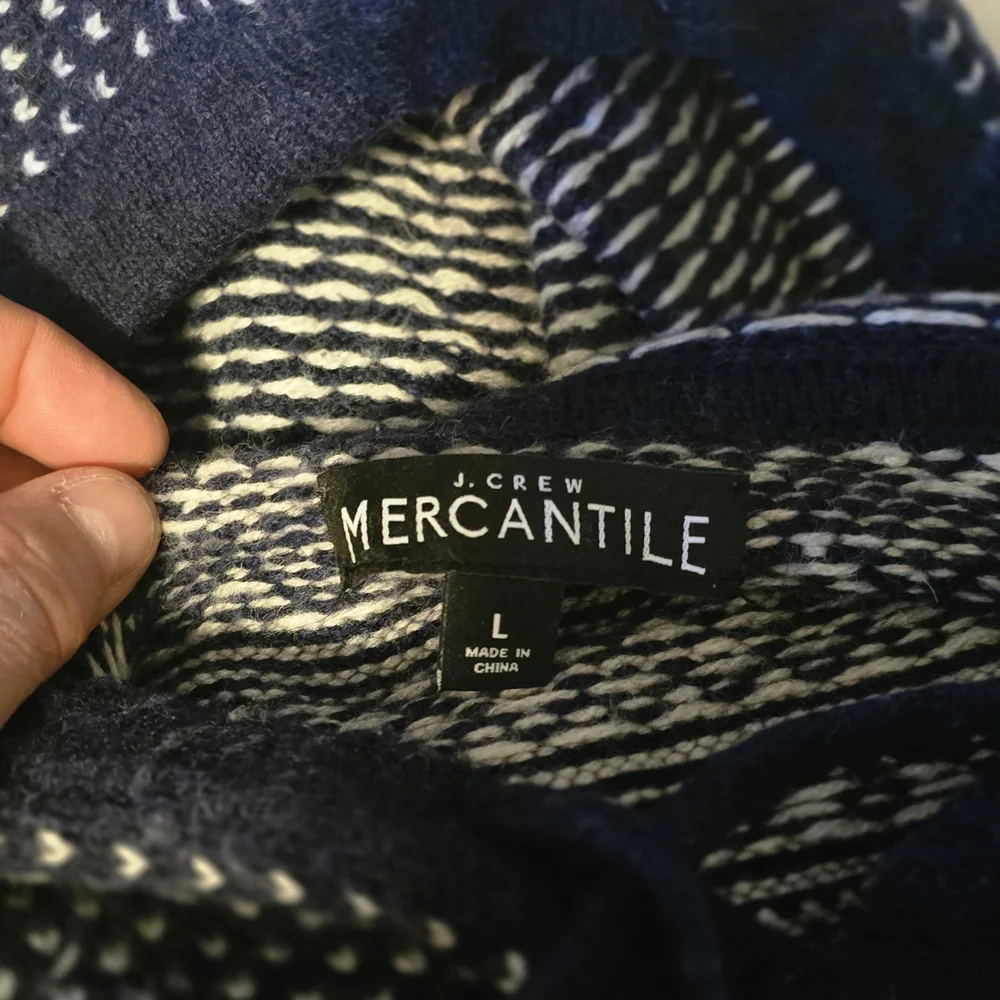 J Crew Mercantile Lambswool Blend FairIsle Hooded Sweater Size S/M (*Was Size L) - Picture 11 of 13